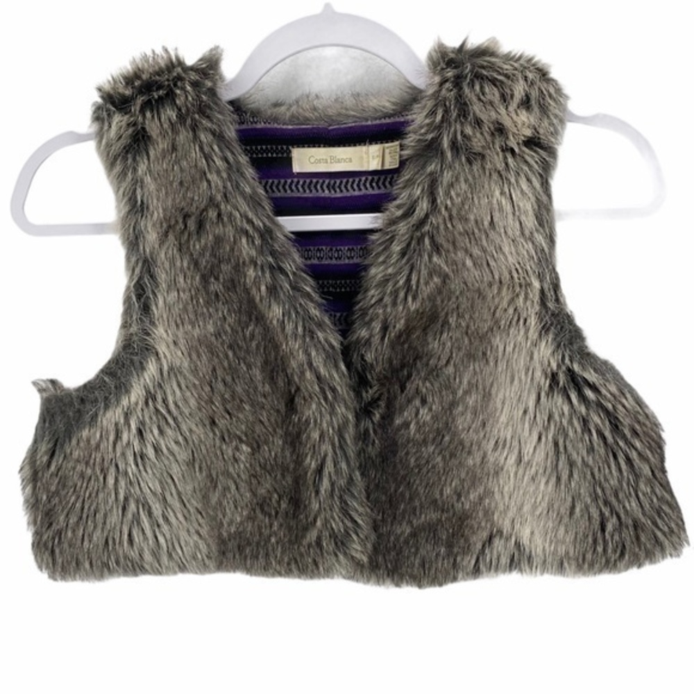 Costa Blanca Faux Fur Open Front Crop Vest